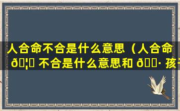 人合命不合是什么意思（人合命 🦟 不合是什么意思和 🌷 孩子有关）